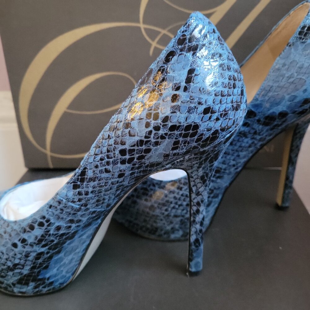🚨Enzo Angiolini Blue Snakeskin Platform Heel Shoes EATANEN  Sz 6.5 M - Picture 6 of 13